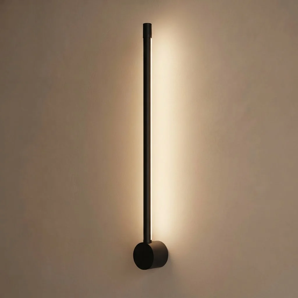 Lineær LED vegglampe – slank lyssøyle i sort - Image 2